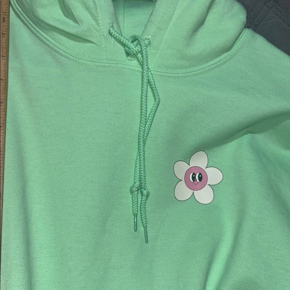 Gildan Light Green Hoodie with Floral Accent - Picture 11 of 16